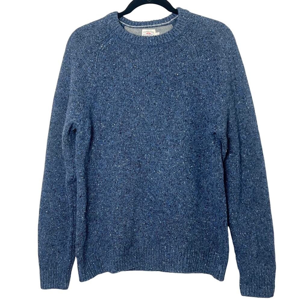 Faherty Men's Merino Wool Crew Neck Sweater Blue Heritage Americana Size Small